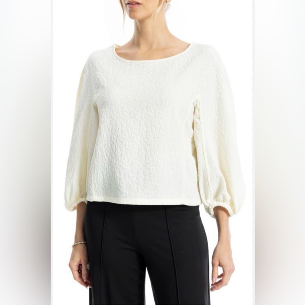 Max Studio Ivory Textured Blouse